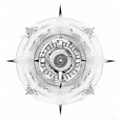 Dragon Ying yang compass tattoo design idea