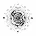 Dragon Ying yang compass tattoo design idea