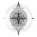 Dragon Ying yang compass tattoo design idea