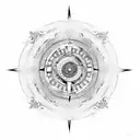 Dragon Ying yang compass tattoo design idea