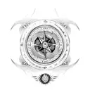 Dragon Ying yang compass tattoo design idea