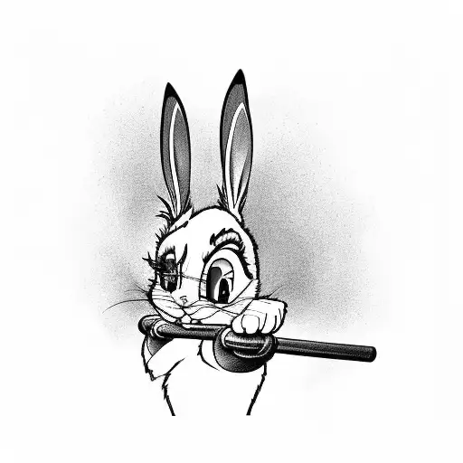 lola bunny doing deadlift  tattoo design idea