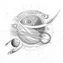 solar system with space tattoo design idea