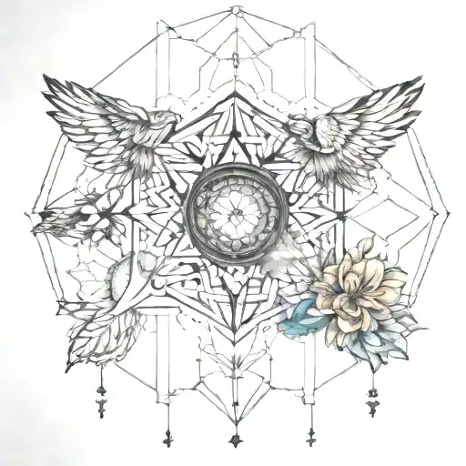 metatron cube surounded my mandala  tattoo design idea