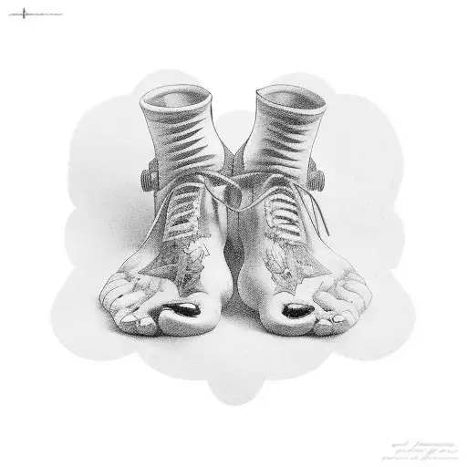 Single breast on birds legs and feet tattoo design idea