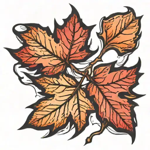 realistic red maple leaf intertwined tattoo design idea
