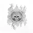 Phoenix red and cyan colors  tattoo design idea