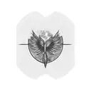 Phoenix red and cyan colors  tattoo design idea