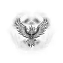 Phoenix red and cyan colors  tattoo design idea