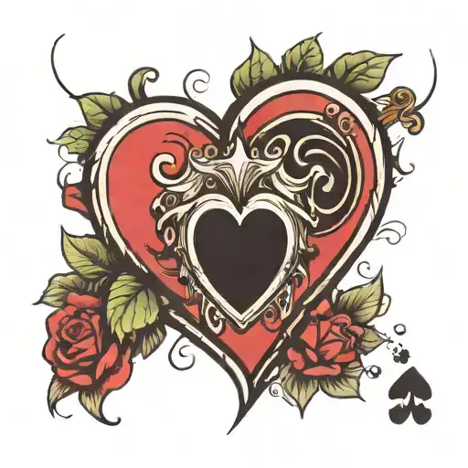 playing card with fingerprint heart tattoo design idea