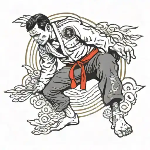 person in BJJ Gi tattoo design idea
