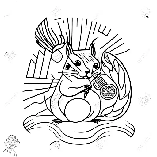 squirrel with peruvian motivs tattoo design idea