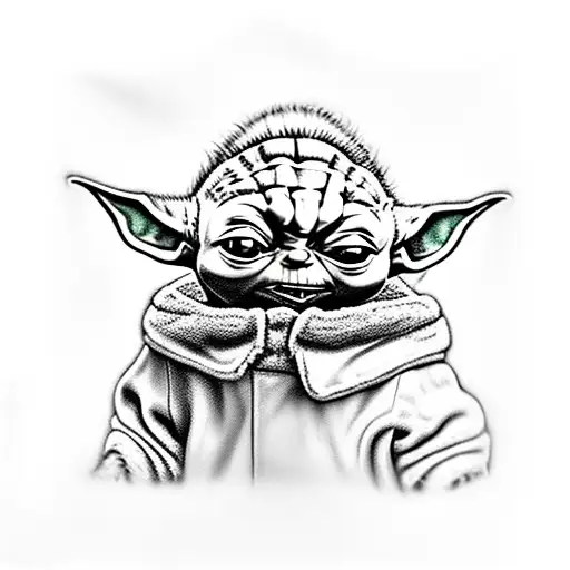baby yoda red tattoo design idea