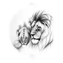 lion with baby cub that says 1 in 1 tattoo design idea