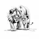 lion with baby cub that says 1 in 1 tattoo design idea