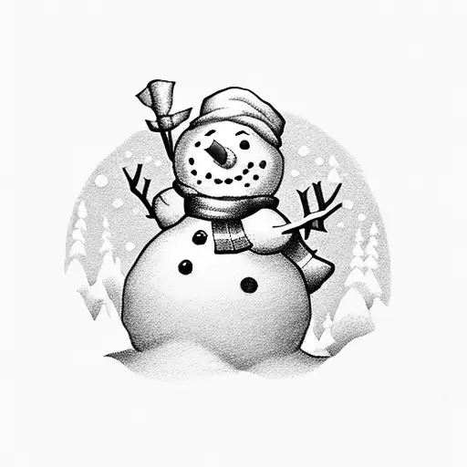 snowman simple tattoo design idea