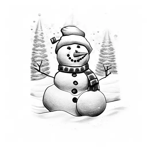 snowman only outline tattoo design idea