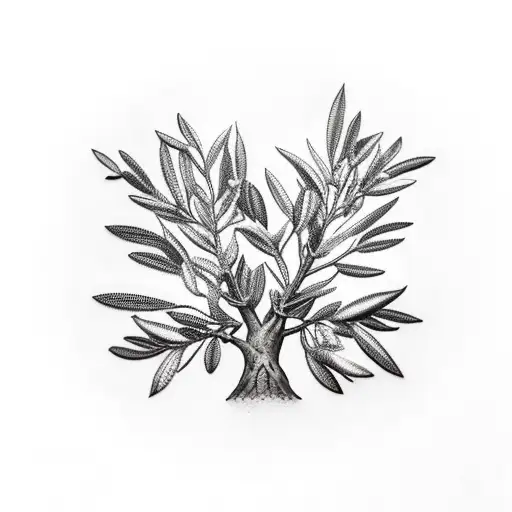 olive tree realism tattoo design idea