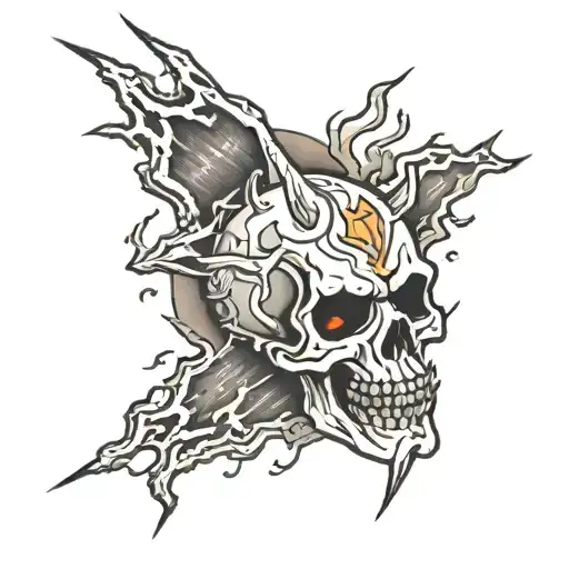 ghost with 3 lightning bolts tattoo design idea