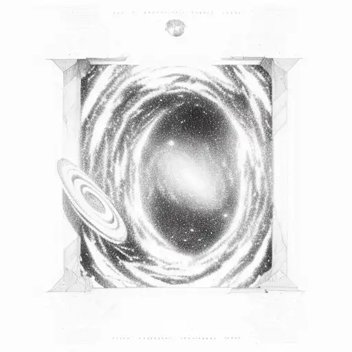 A cosmic keyhole revealing a breathtaking view of the galaxy tattoo design idea