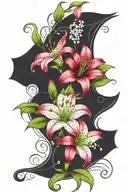 vines stargazer lily baby's breath  and roses intertwined  tattoo design idea