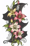 vines stargazer lily baby's breath  and roses intertwined  tattoo design idea