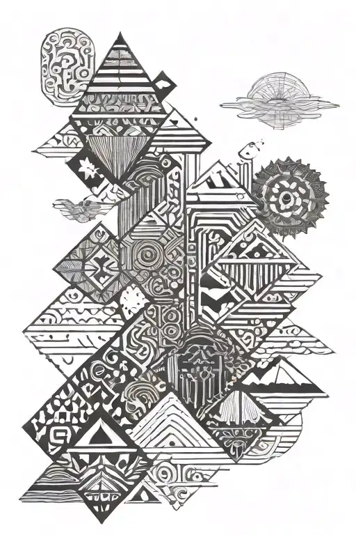 A drawing that refers to trips I have already taken, such as trips to Australia, Bali (Indonesia), Peru and Brazil tattoo design idea