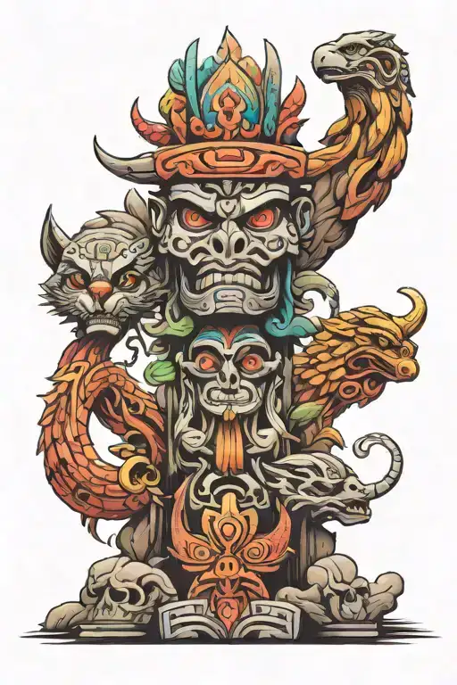 evil totem pole tattoo design idea