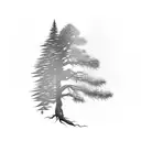 Pine Tree with roots  tattoo design idea