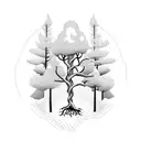 Pine Tree with roots  tattoo design idea