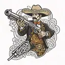 mariachi gun slinger tattoo design idea