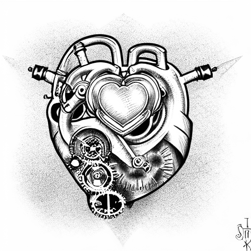 steampunk heart tattoo design idea