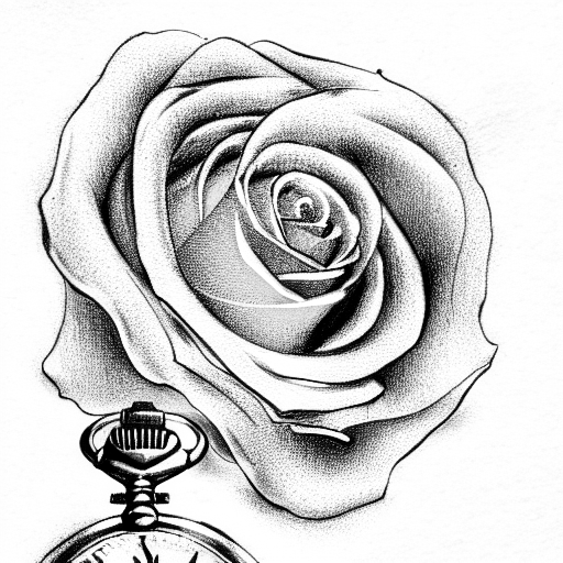 pocket watch with roses and a harlequin background  tattoo design idea
