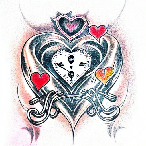 steampunk heart tattoo design idea