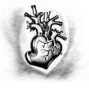 anatomically, correct steampunk heart tattoo design idea