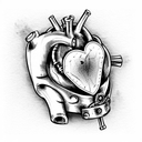 anatomically, correct steampunk heart tattoo design idea