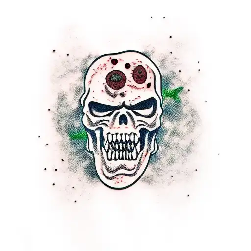 zombie head ripped in half tattoo design idea