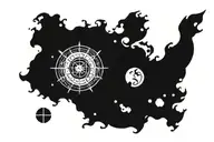 A constellation of the client's zodiac sign intertwined with a Sanskrit mantra tattoo design idea