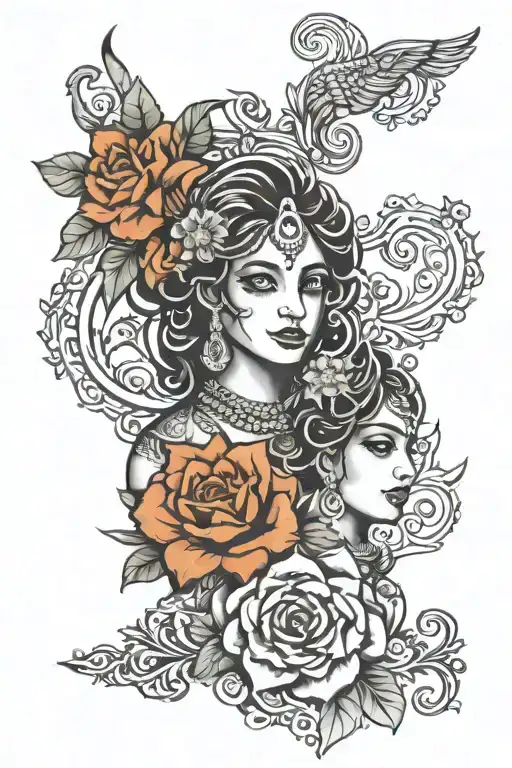 manisha, bhanu anu names incorporated tattoo design idea