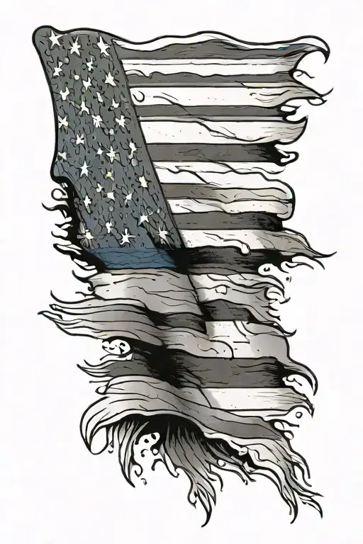thin blue line flag  tattoo design idea
