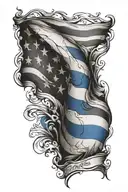 thin blue line flag  tattoo design idea