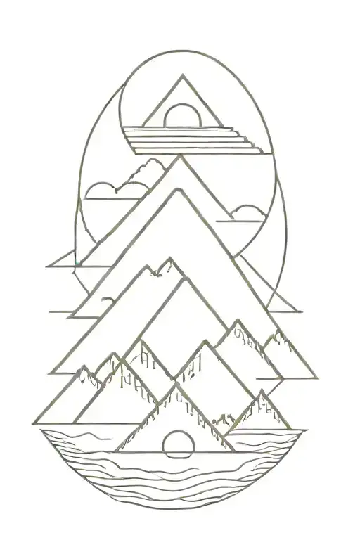 Horus eye with sea and mountains  tattoo design idea