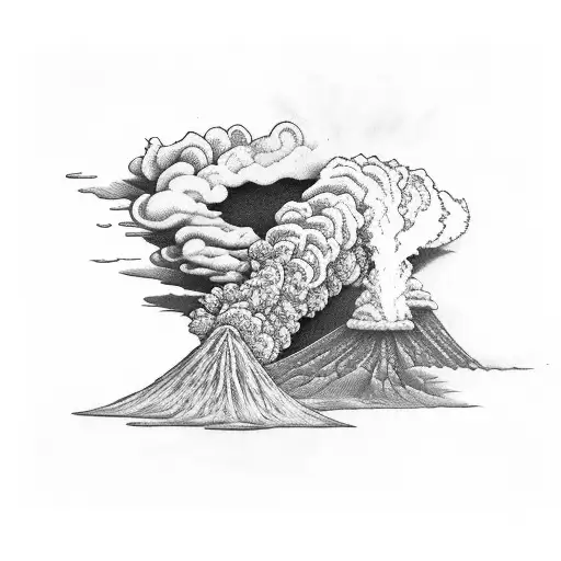 volcano, rice plant, pho soup, motorbike tattoo design idea