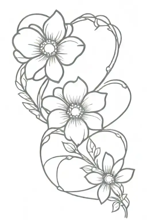 daisy flower intertwined hearts tattoo design idea
