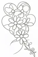 daisy flower intertwined hearts tattoo design idea