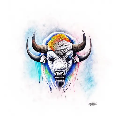 Indian Buffalo tattoo design idea