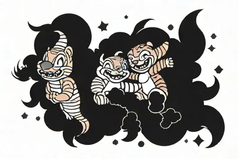 stitch and tigger clouds inside tattoo design idea