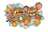 stitch and tigger clouds inside tattoo design idea