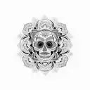 Skull mandala with intricate geometric patterns tattoo design idea