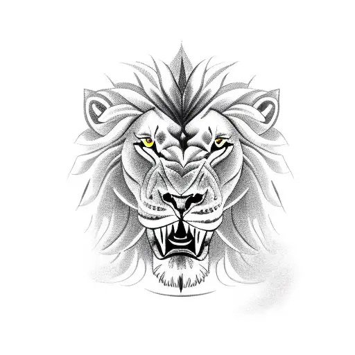 Snake with lion face to face tattoo design idea